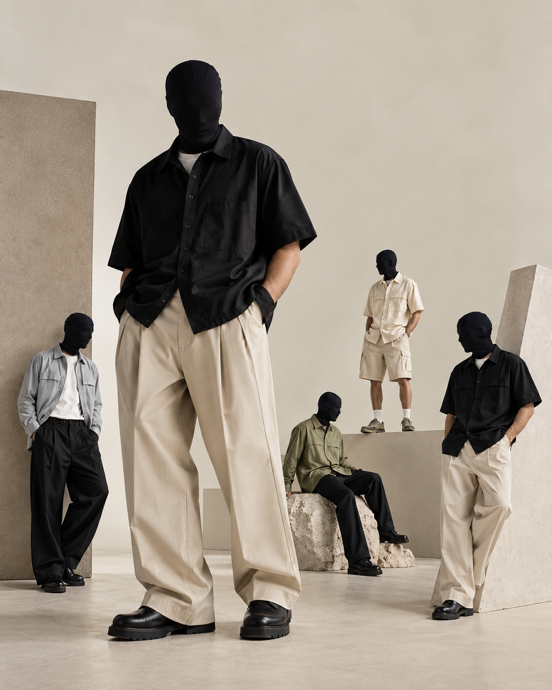 The Floyd Edit new arrivals featuring modern menswear in a neutral-toned editorial setting