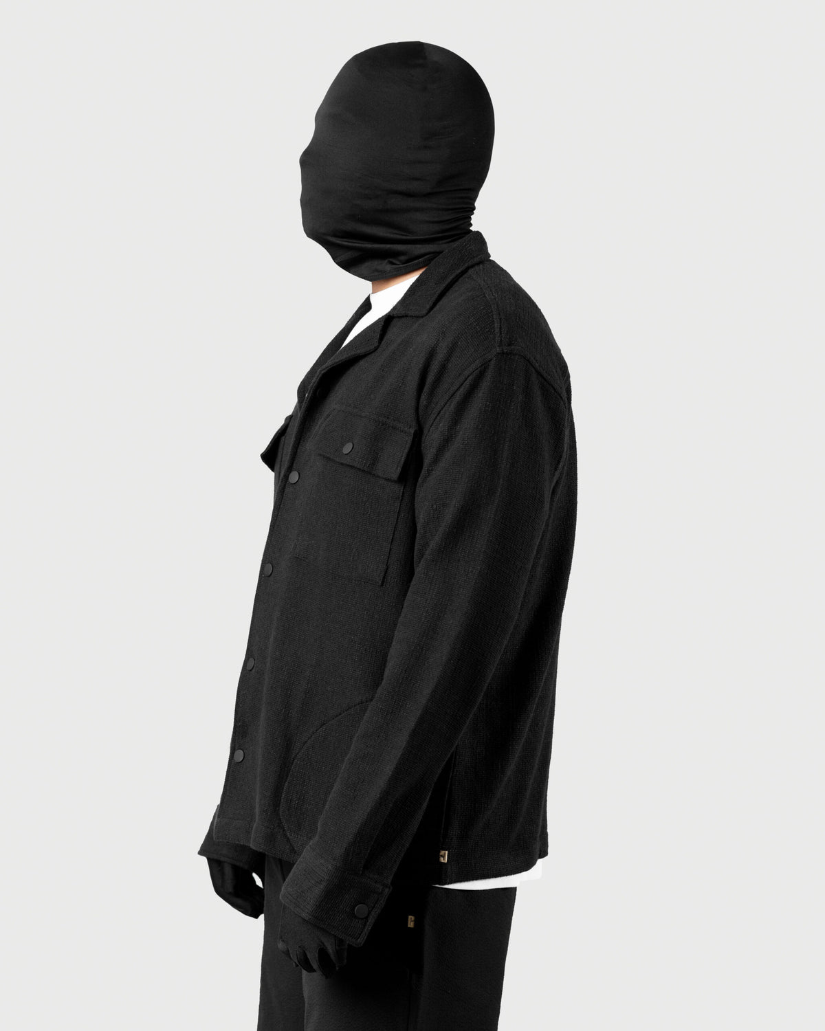The Cover - Men's Black Jacquard Knit Overshirt - 4-Pocket Relaxed Fit Casual Jacket