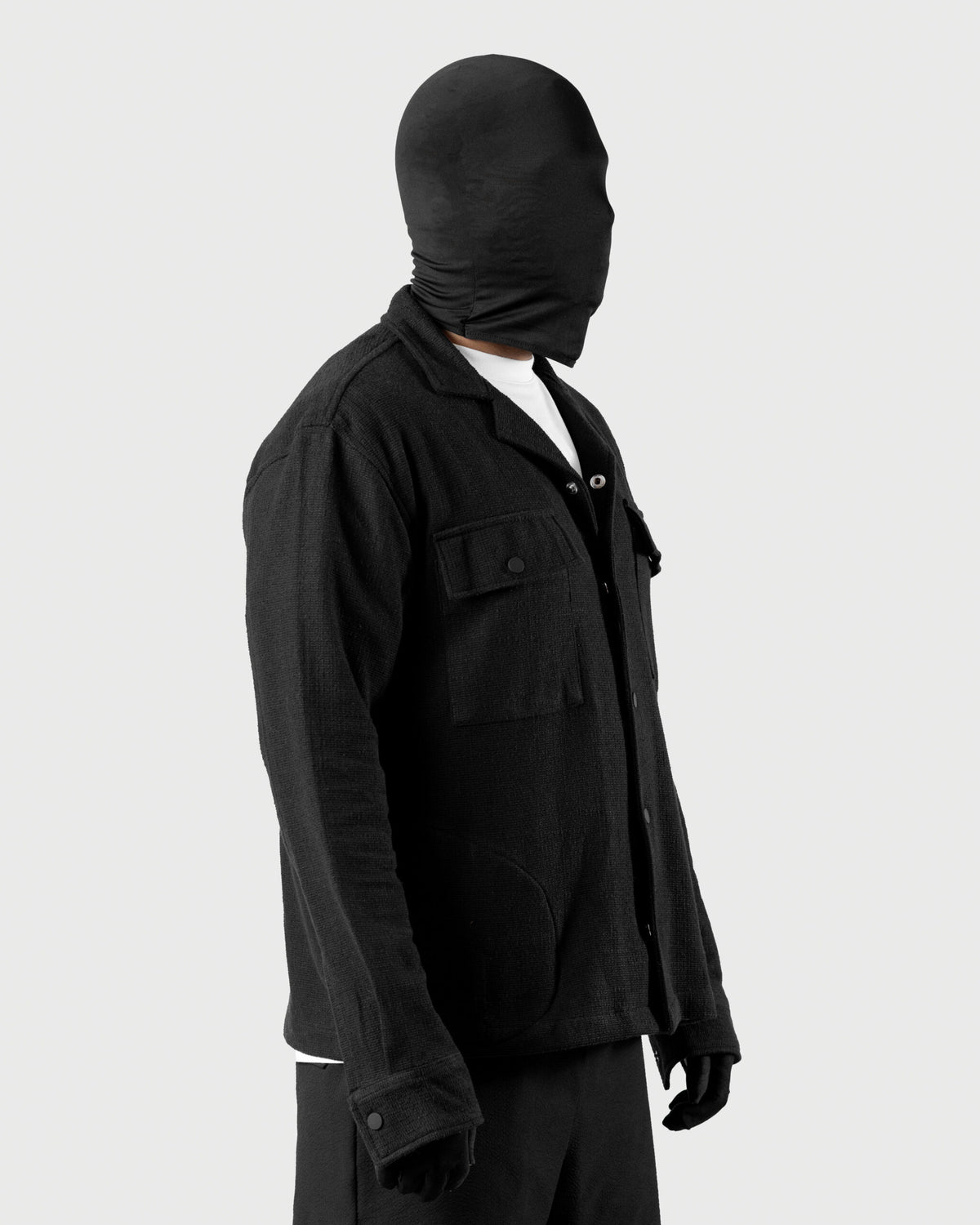 The Cover - Men's Black Jacquard Knit Overshirt - 4-Pocket Relaxed Fit Casual Jacket