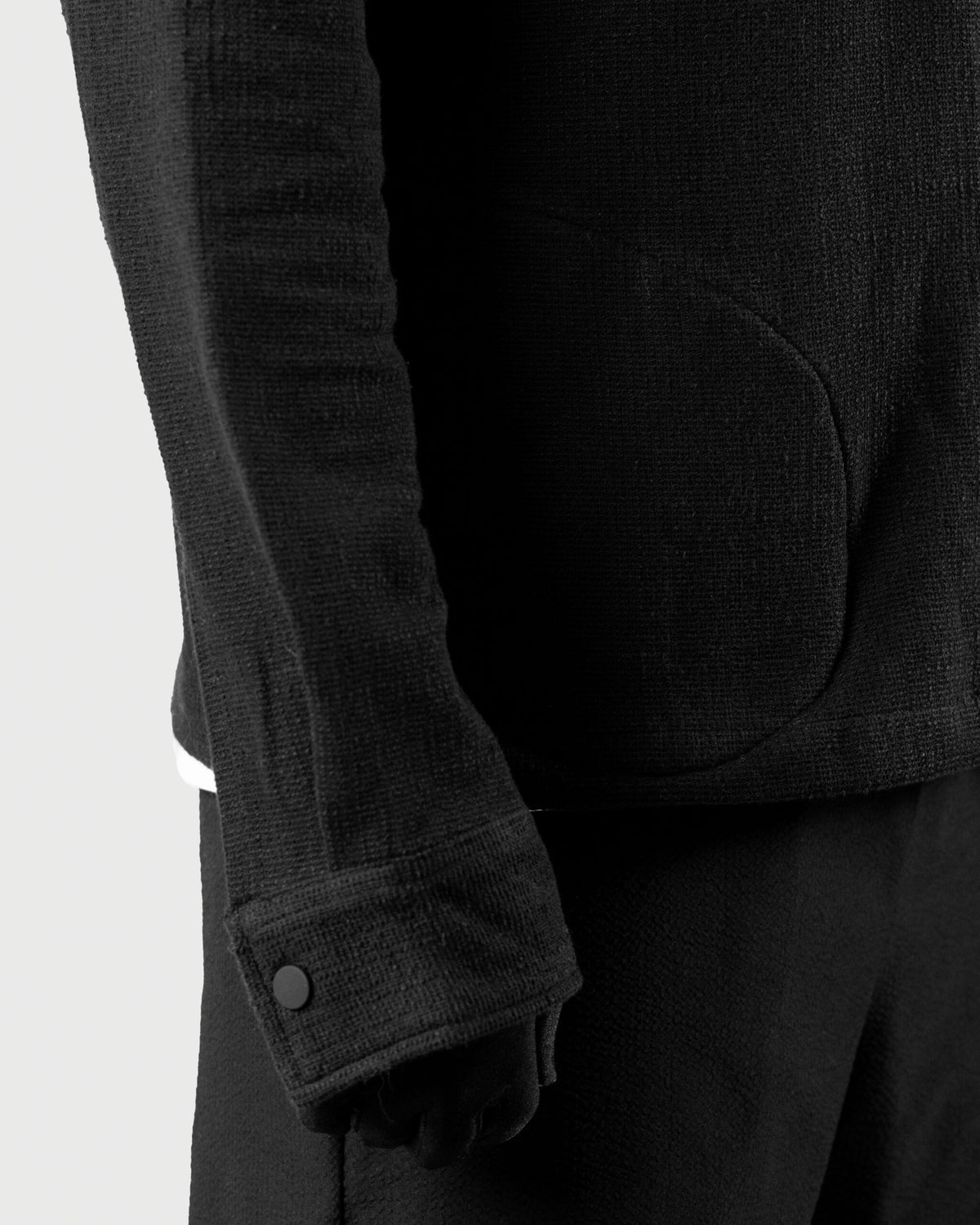 The Cover - Men's Black Jacquard Knit Overshirt - 4-Pocket Relaxed Fit Casual Jacket