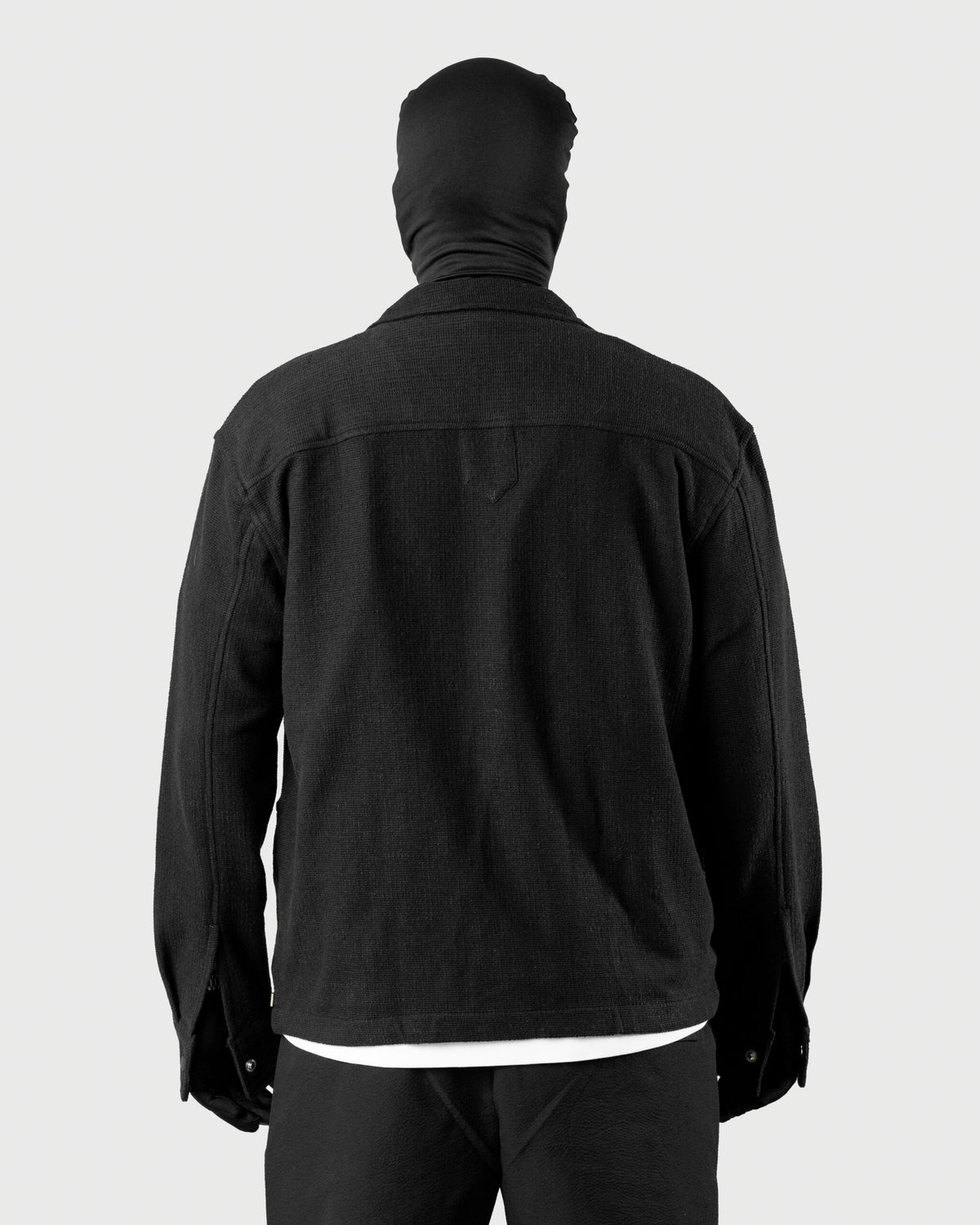 The Cover - Men's Black Jacquard Knit Overshirt - 4-Pocket Relaxed Fit Casual Jacket
