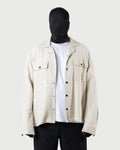 Men's Cream Jacquard Knit Overshirt – 4-Pocket Relaxed Fit Casual Jacket | The Floyde Edit