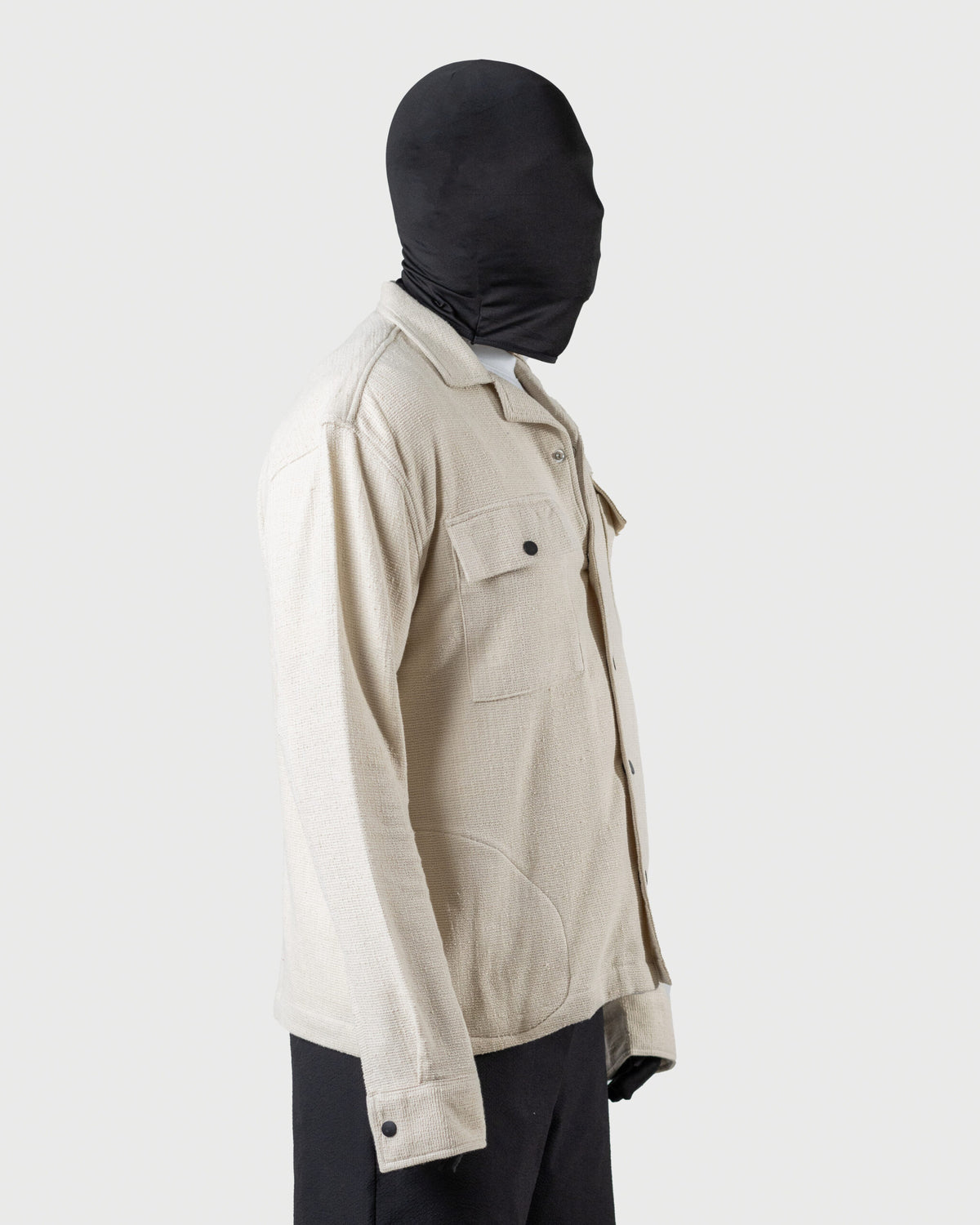 The Cover - Men's Cream Jacquard Knit Overshirt - 4-Pocket Relaxed Fit Casual Jacket