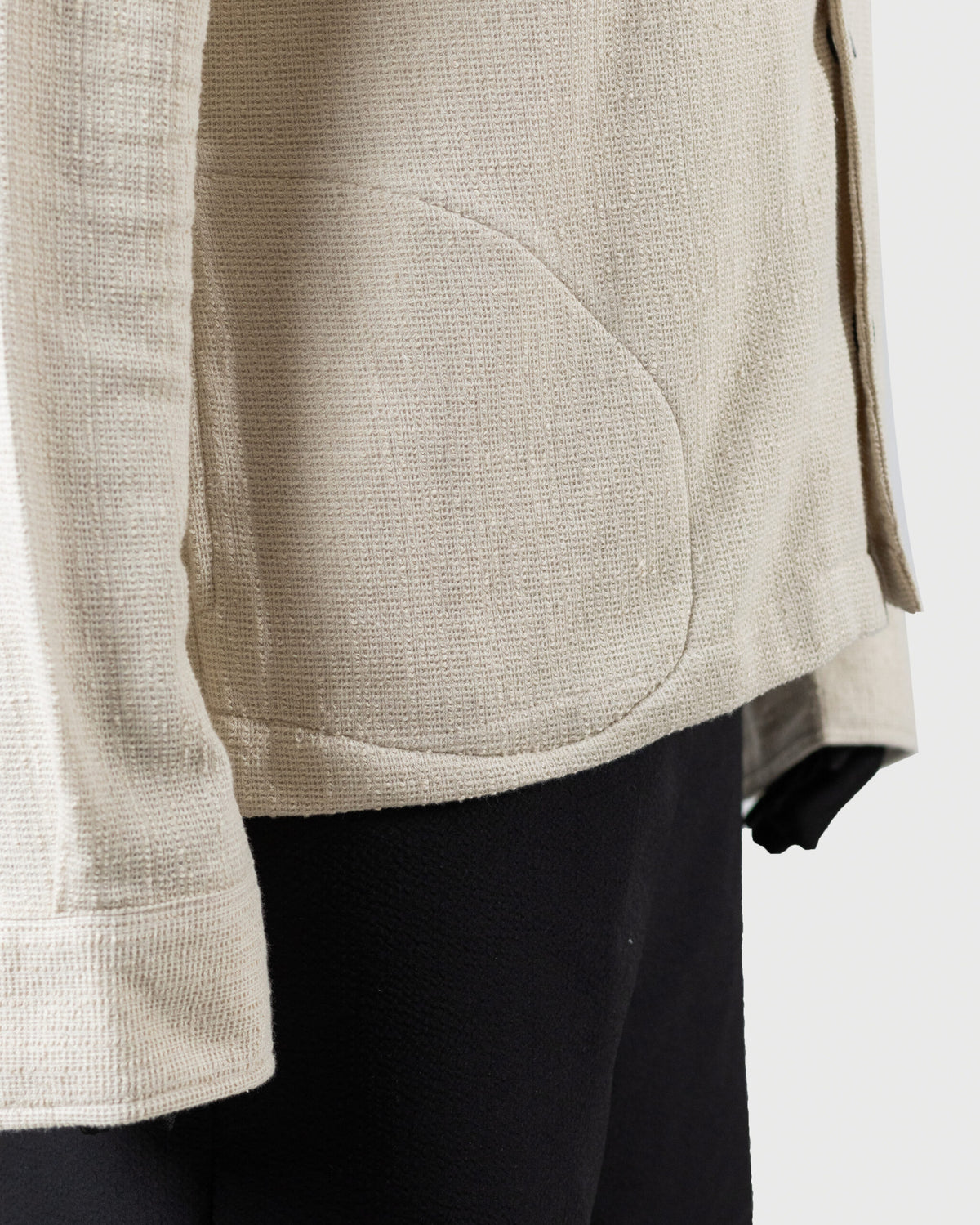 The Cover - Men's Cream Jacquard Knit Overshirt - 4-Pocket Relaxed Fit Casual Jacket