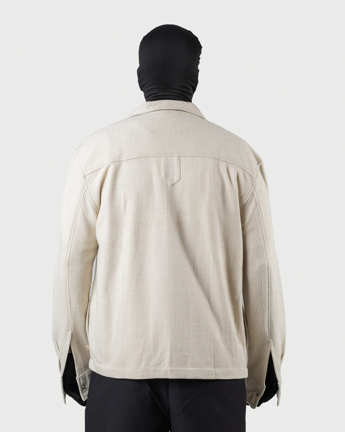 The Cover - Men's Cream Jacquard Knit Overshirt - 4-Pocket Relaxed Fit Casual Jacket