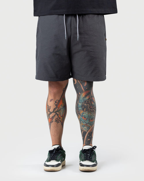 Recess - Men's Grey Bubble Crush Shorts - Lightweight Drawstring Casual Shorts