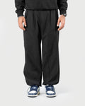The Lowr - Men's Black Bubble Crush Jogger Trousers - Drawstring Relaxed Fit Casual Pants