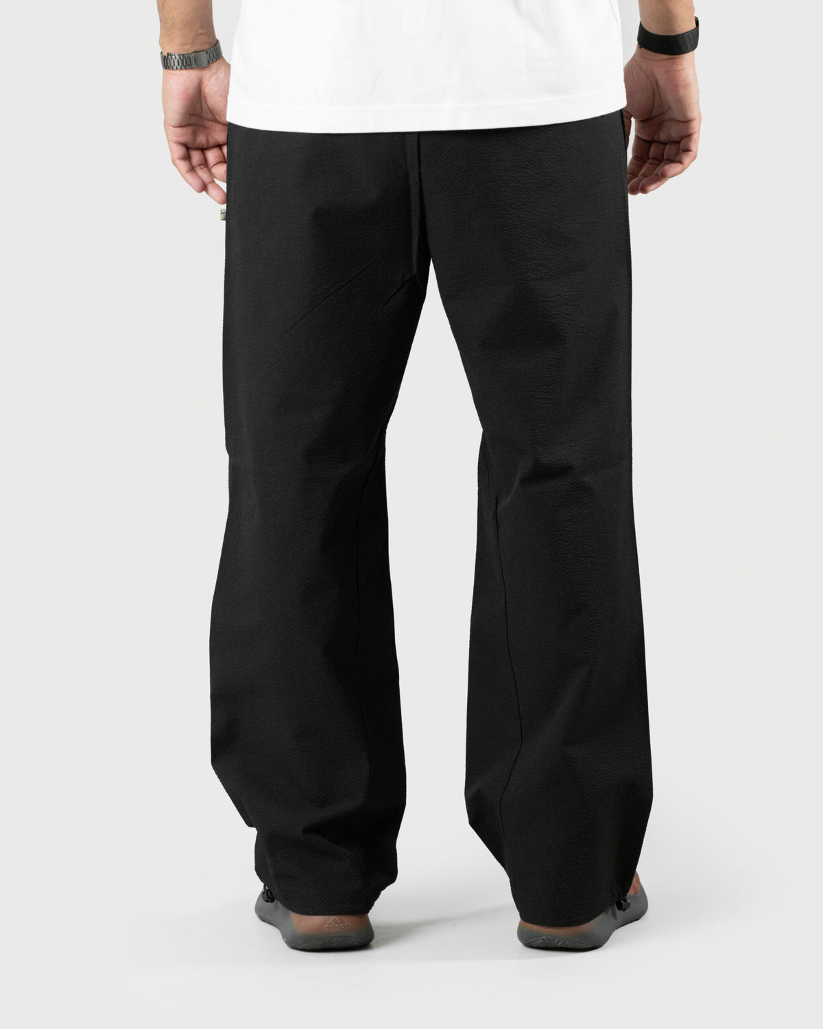 The Lowr - Men's Black Bubble Crush Jogger Trousers - Drawstring Relaxed Fit Casual Pants
