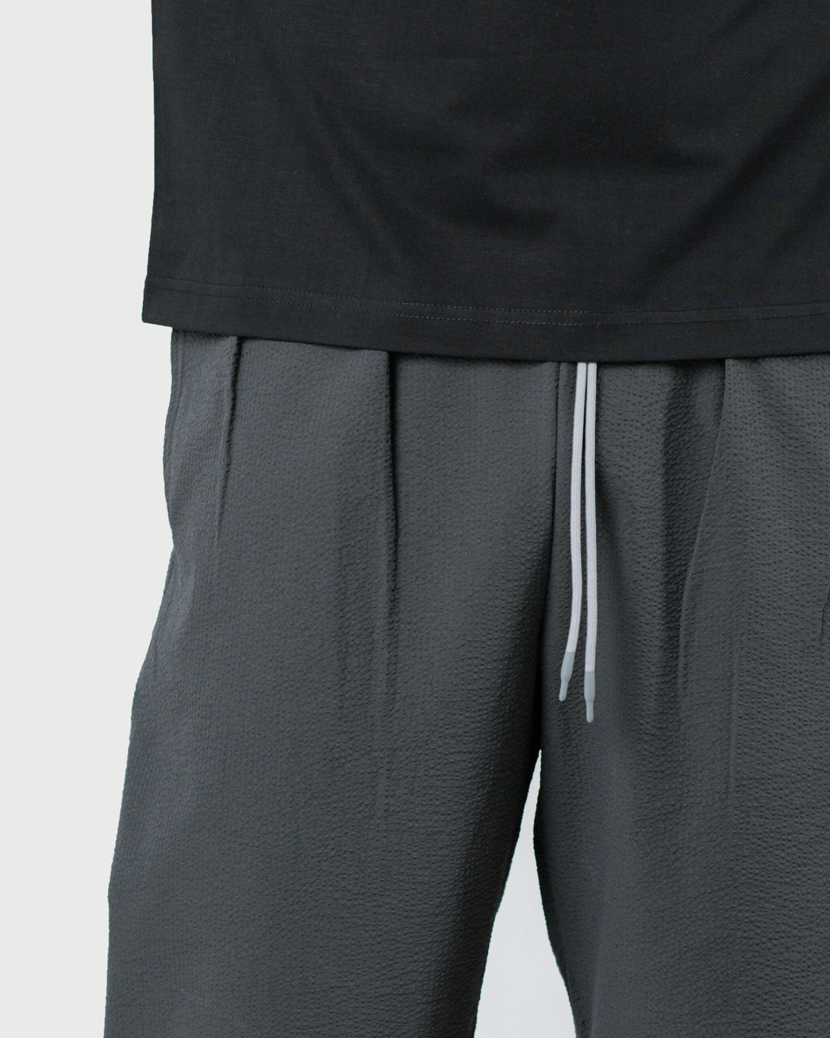 The Lowr - Men's Grey Bubble Crush Jogger Trousers - Drawstring Relaxed Fit Casual Pants