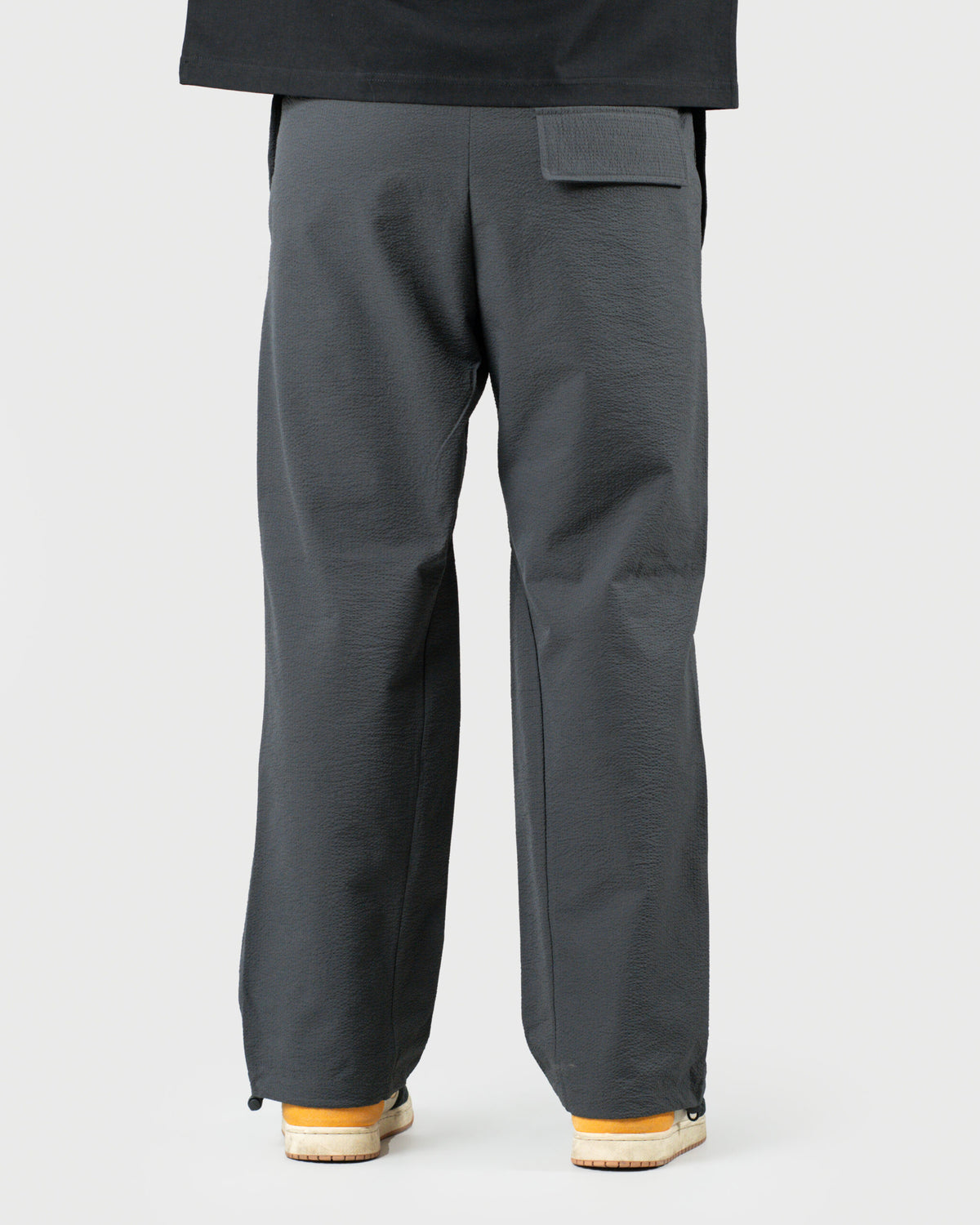 The Lowr - Men's Grey Bubble Crush Jogger Trousers - Drawstring Relaxed Fit Casual Pants