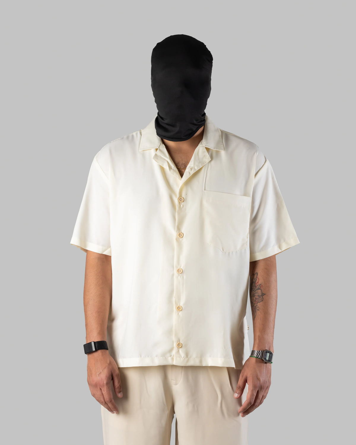 The Edit Shirt- Men's Cream Boski Cotton, Relaxed Fit, Bowling Shirt