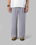 The Base - Men's Grey Cotton Blend Pleated Trousers