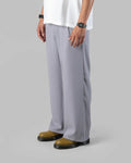 The Base - Men's Grey Cotton Blend Pleated Trousers