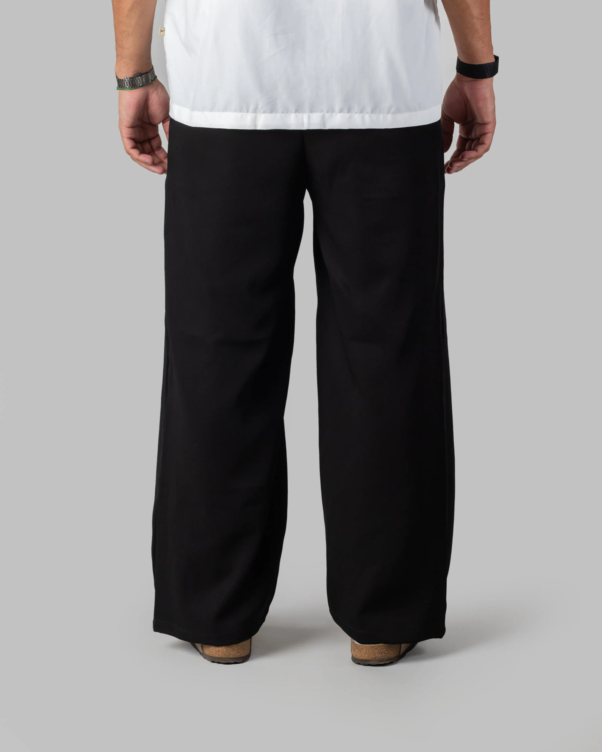 The Base - Men's Black Cotton Blend Pleated Trousers