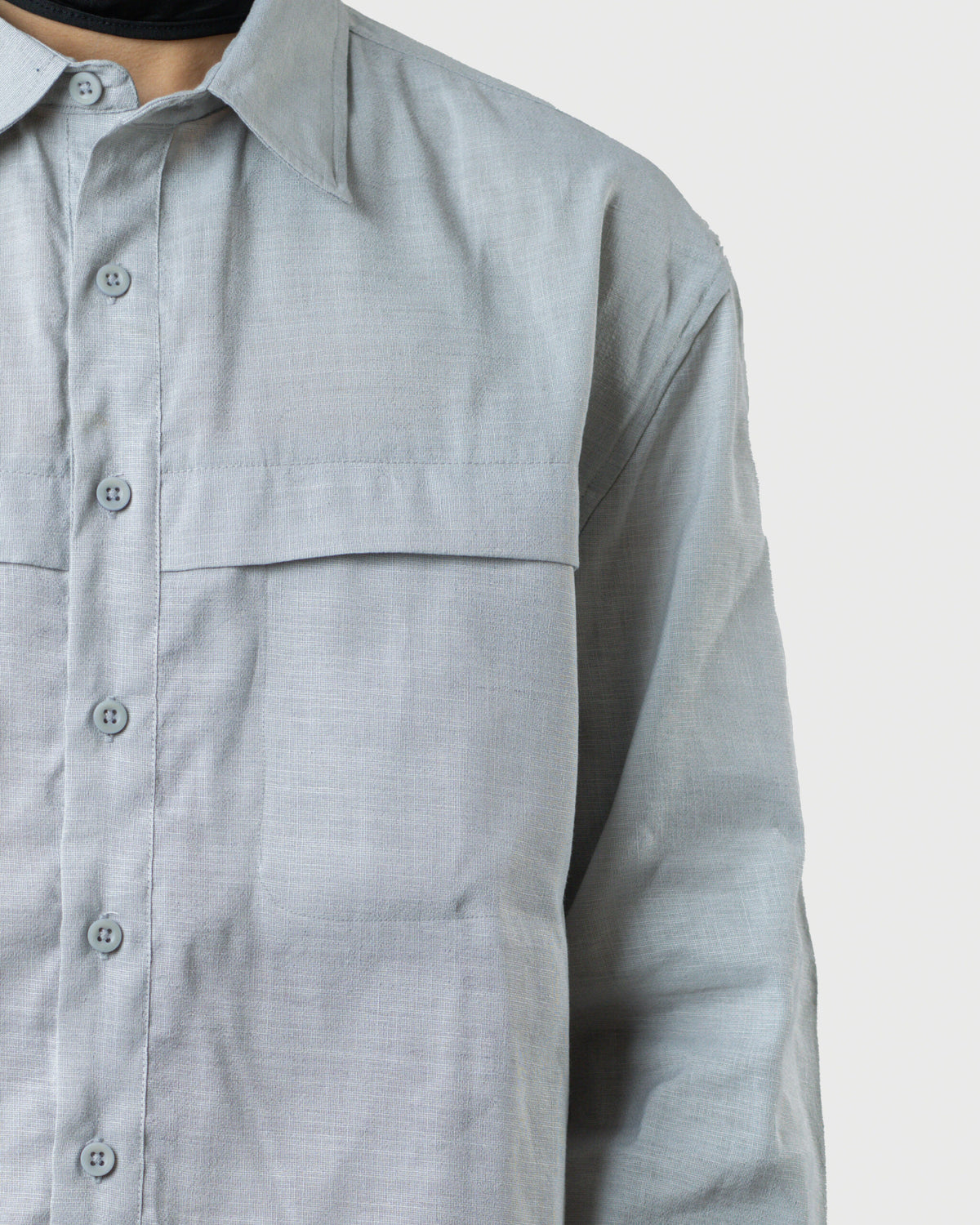 The Frame - Men's Grey Linen Viscose Boxy Shirt - Relaxed Fit Smart Casual Shirt