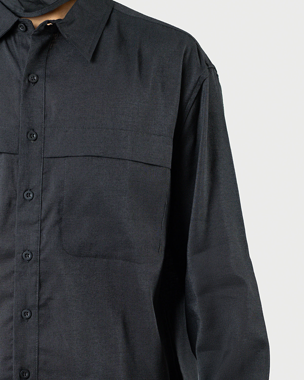 The Frame - Men's Black Linen Viscose Boxy Shirt - Relaxed Fit Smart Casual Shirt