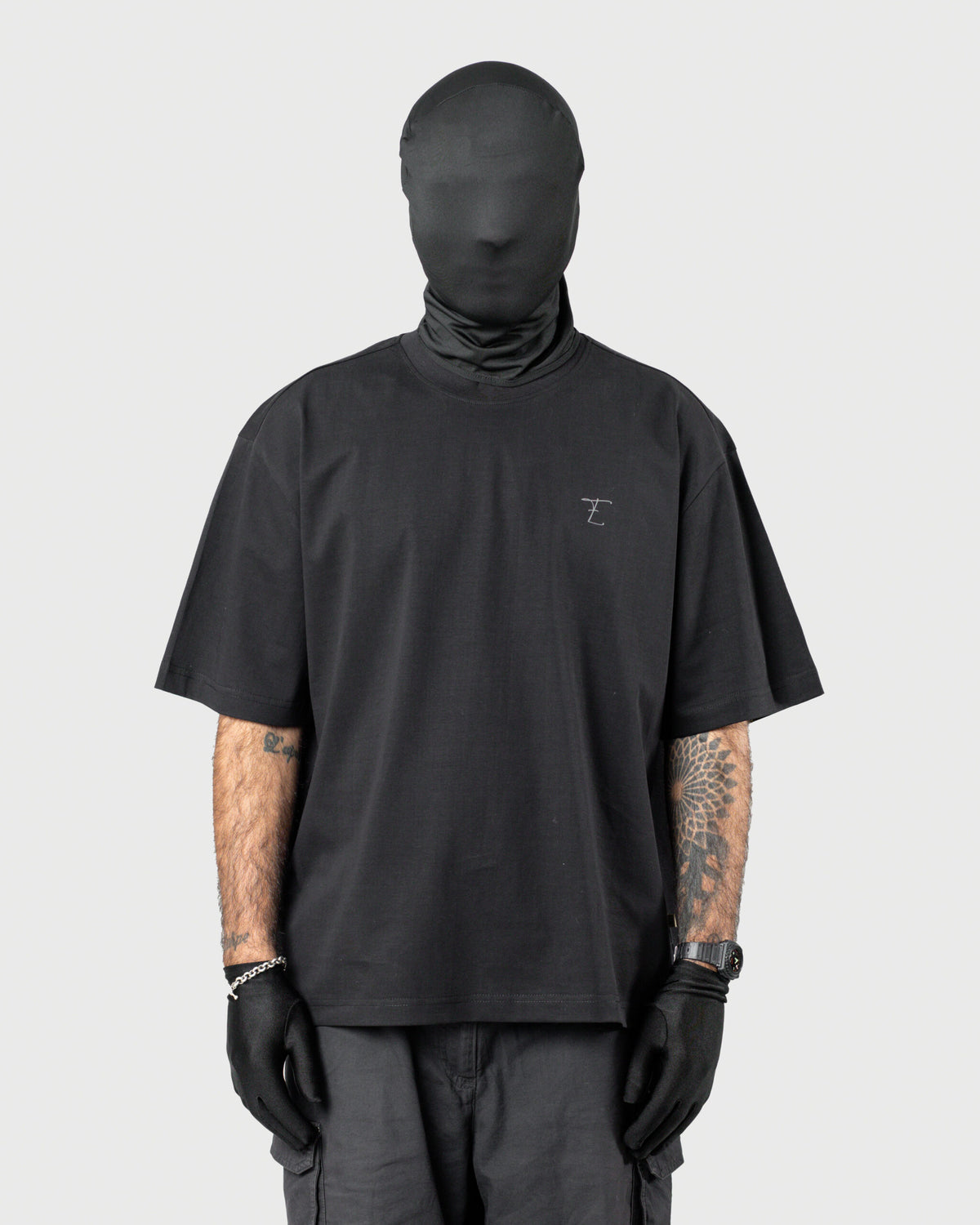 The Tee - Men's Black 240GSM Mercerised Cotton Oversized T-Shirt - Drop Shoulder Graphic Tee