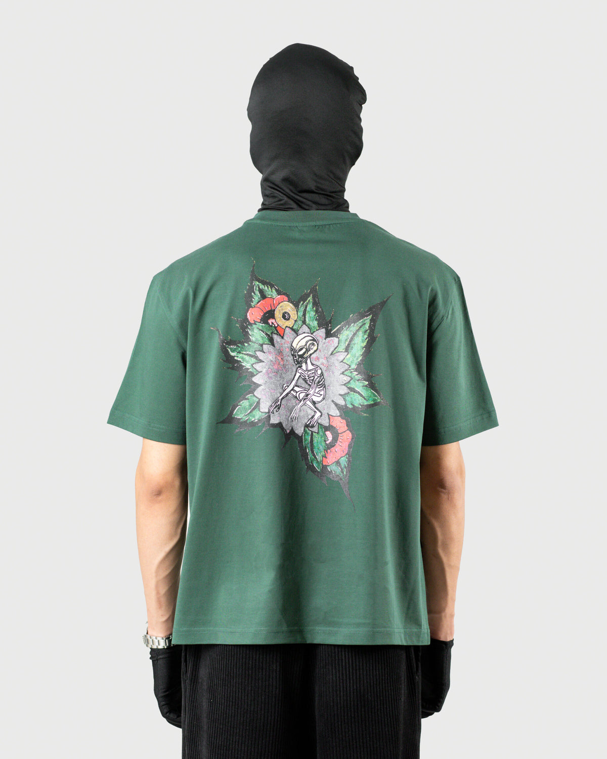 The Tee - Men's Olive 240GSM Mercerised Cotton Oversized Graphic T-Shirt - Drop Shoulder