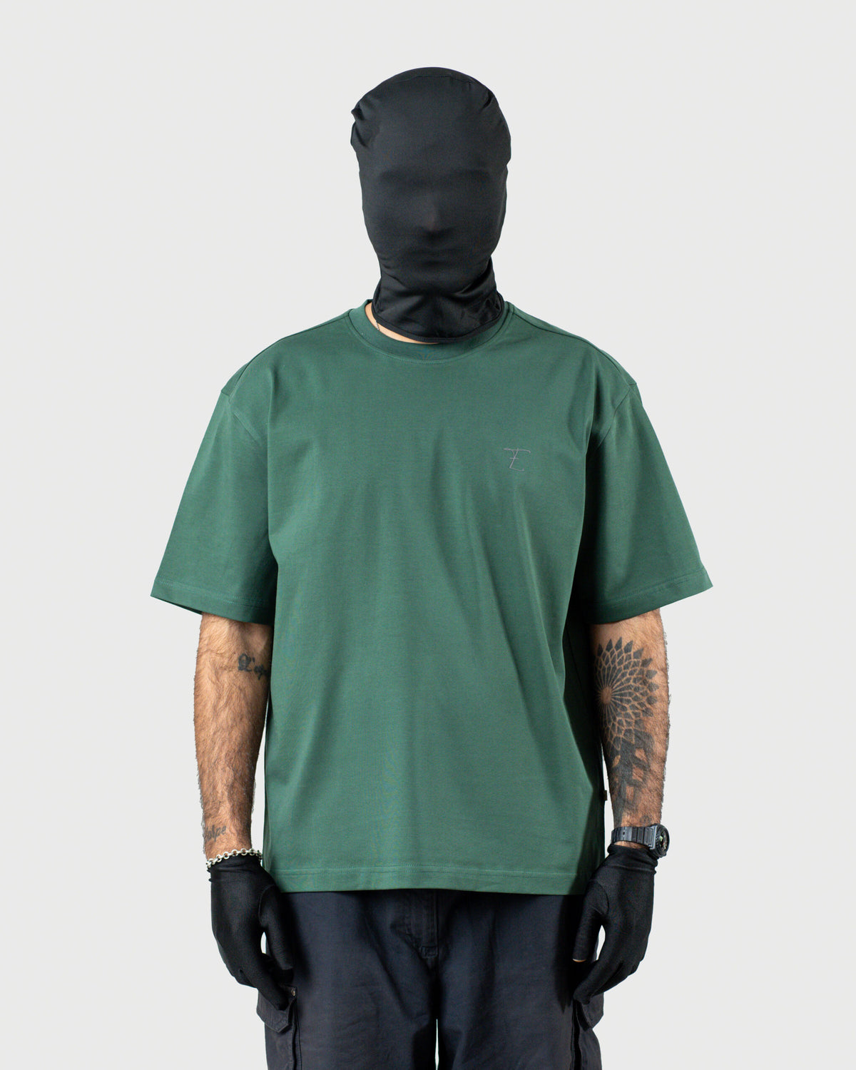 The Tee - Men's Olive 240GSM Mercerised Cotton Oversized T-Shirt - Drop Shoulder Graphic T-Shirt for Men