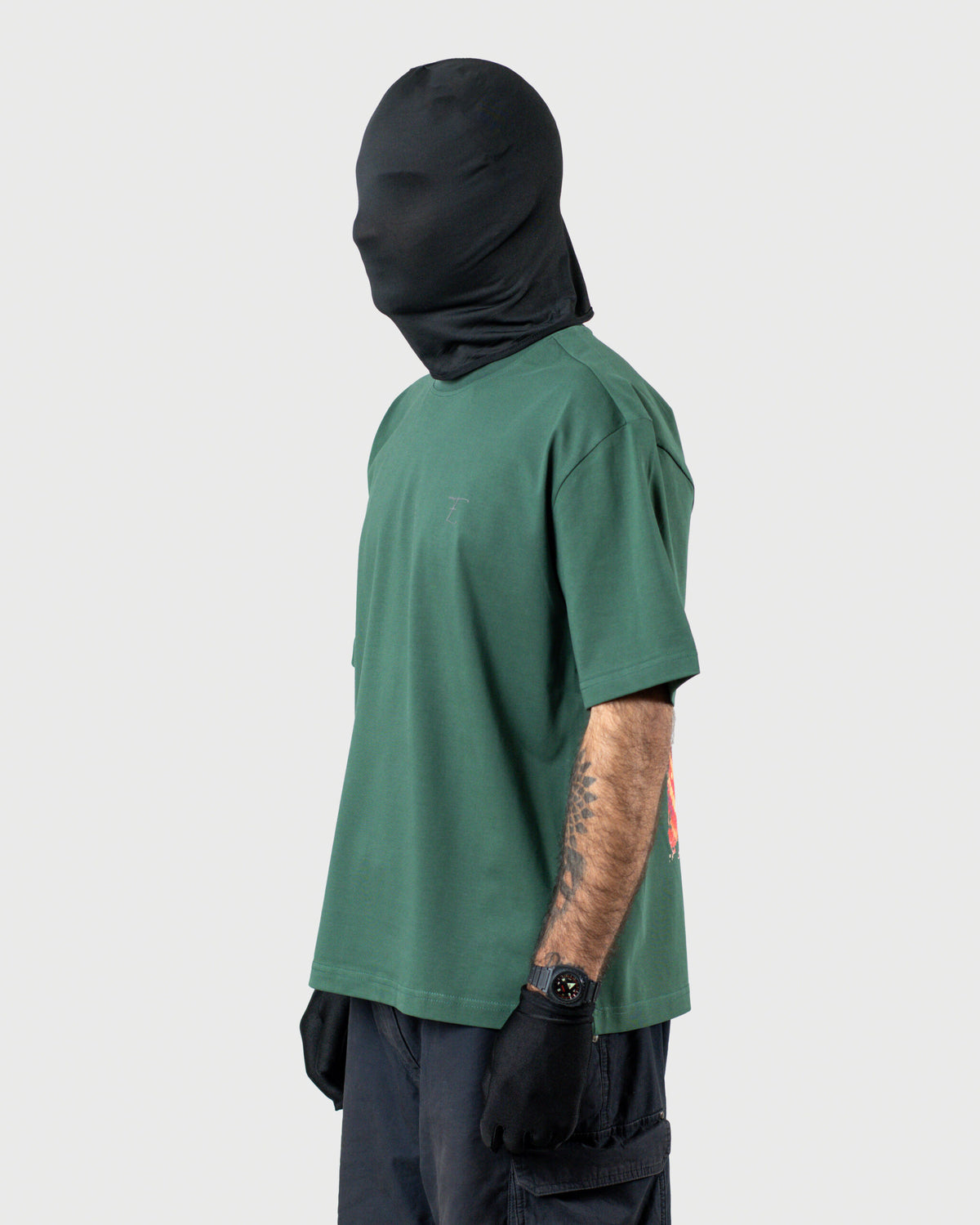 The Tee - Men's Olive 240GSM Mercerised Cotton Oversized T-Shirt - Drop Shoulder Graphic T-Shirt for Men
