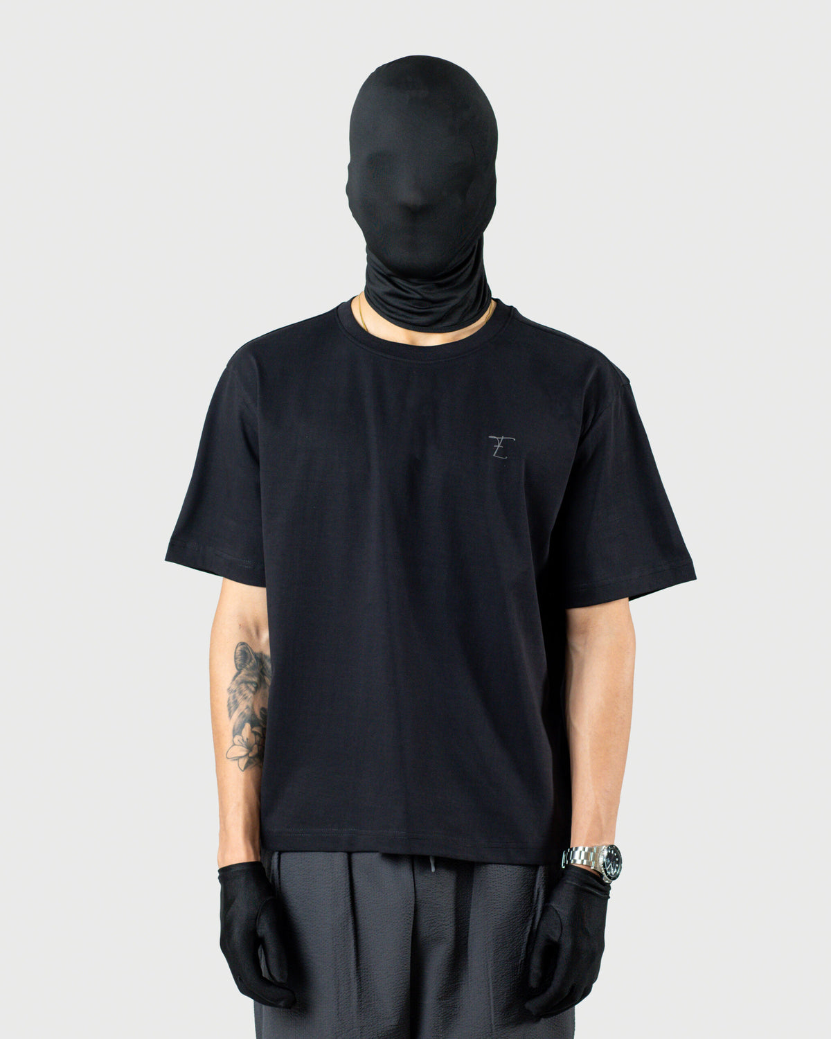 The Tee - Men's Black 240GSM Mercerised Cotton Oversized Graphic T-Shirt - Drop Shoulder Tee