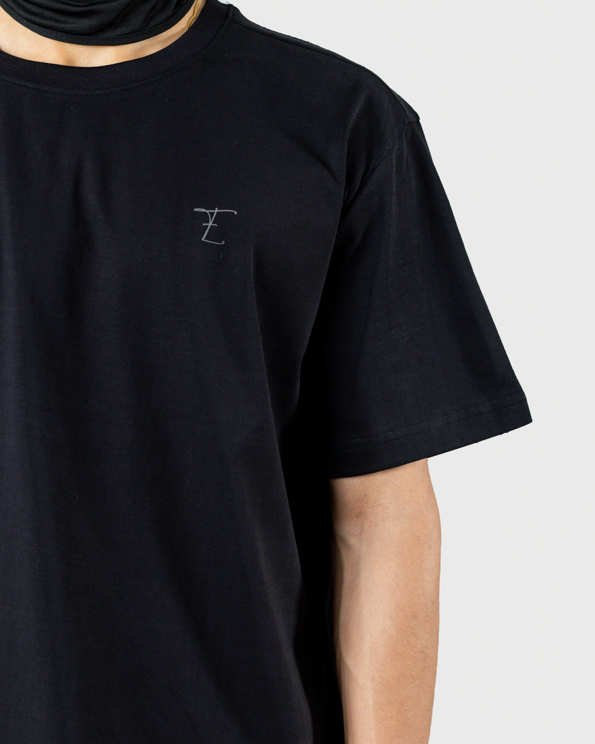 The Tee - Men's Black 240GSM Mercerised Cotton Oversized Graphic T-Shirt - Drop Shoulder Tee