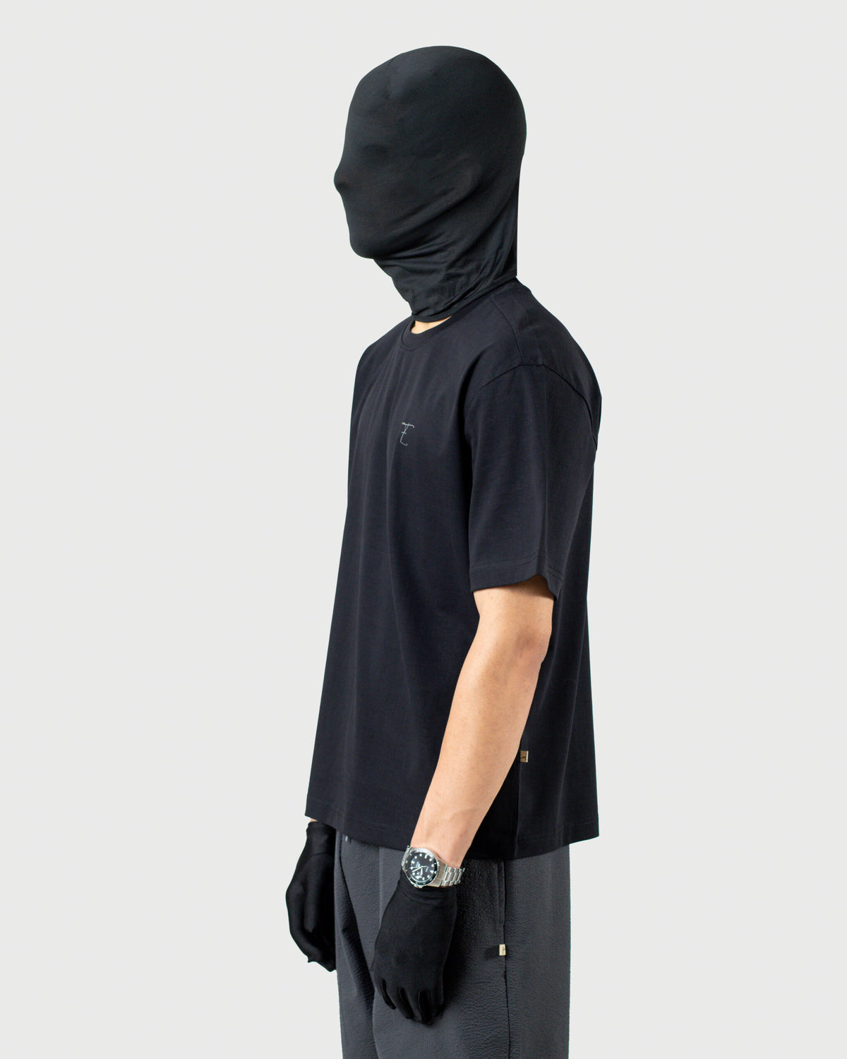 The Tee - Men's Black 240GSM Mercerised Cotton Oversized Graphic T-Shirt - Drop Shoulder Tee