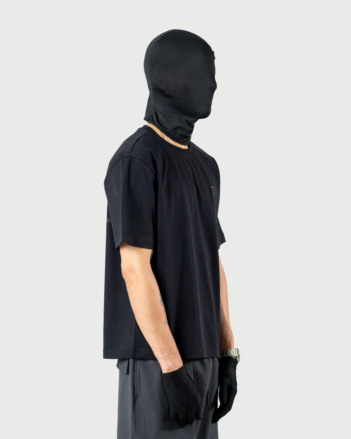 The Tee - Men's Black 240GSM Mercerised Cotton Oversized Graphic T-Shirt - Drop Shoulder Tee