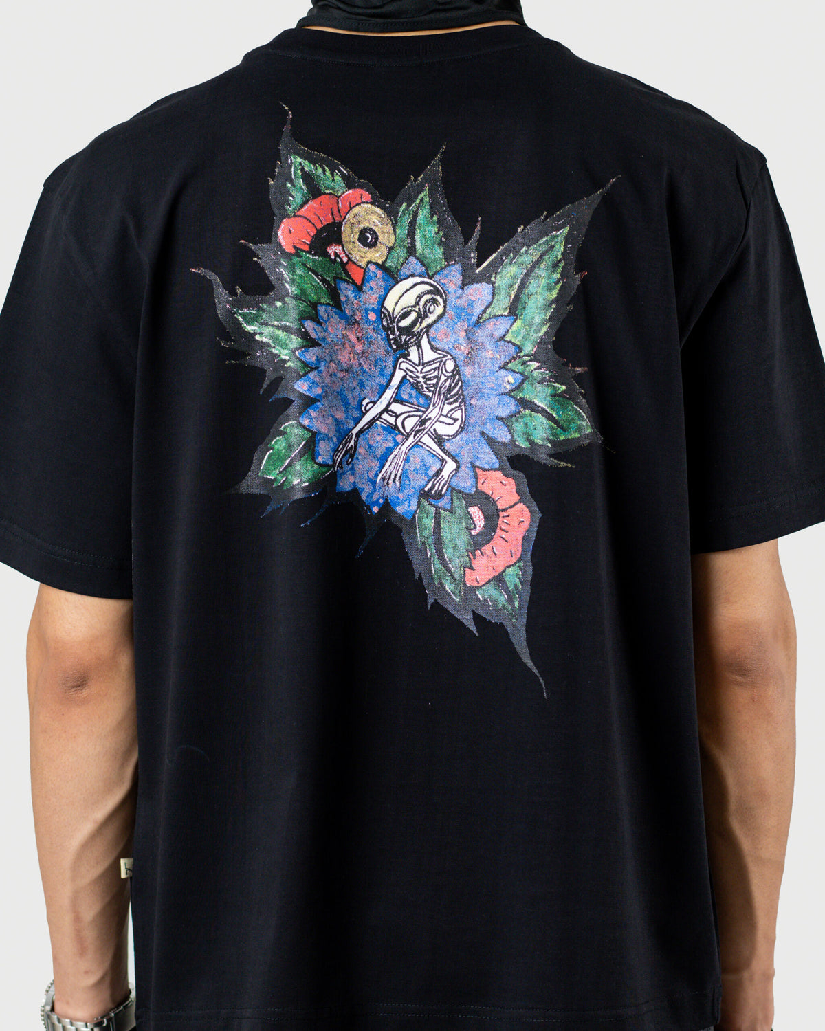 The Tee - Men's Black 240GSM Mercerised Cotton Oversized Graphic T-Shirt - Drop Shoulder Tee