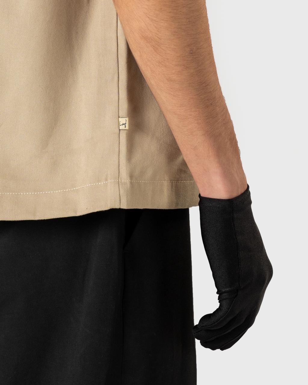 Mehfooz - Men's Beige Canvas Utility Shirt - Drop Shoulder Oversized Pocket Casual Shirt