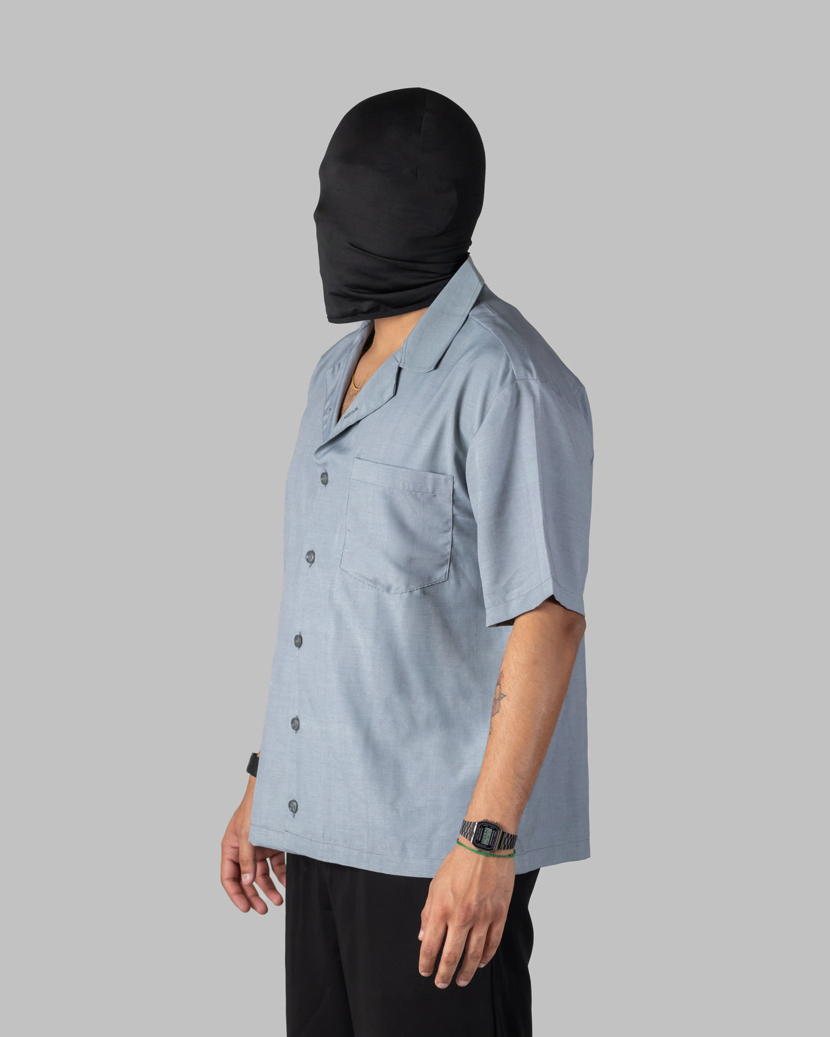 The Edit Shirt - Men's Grey Boski Cotton, Relaxed Fit, Bowling Shirt