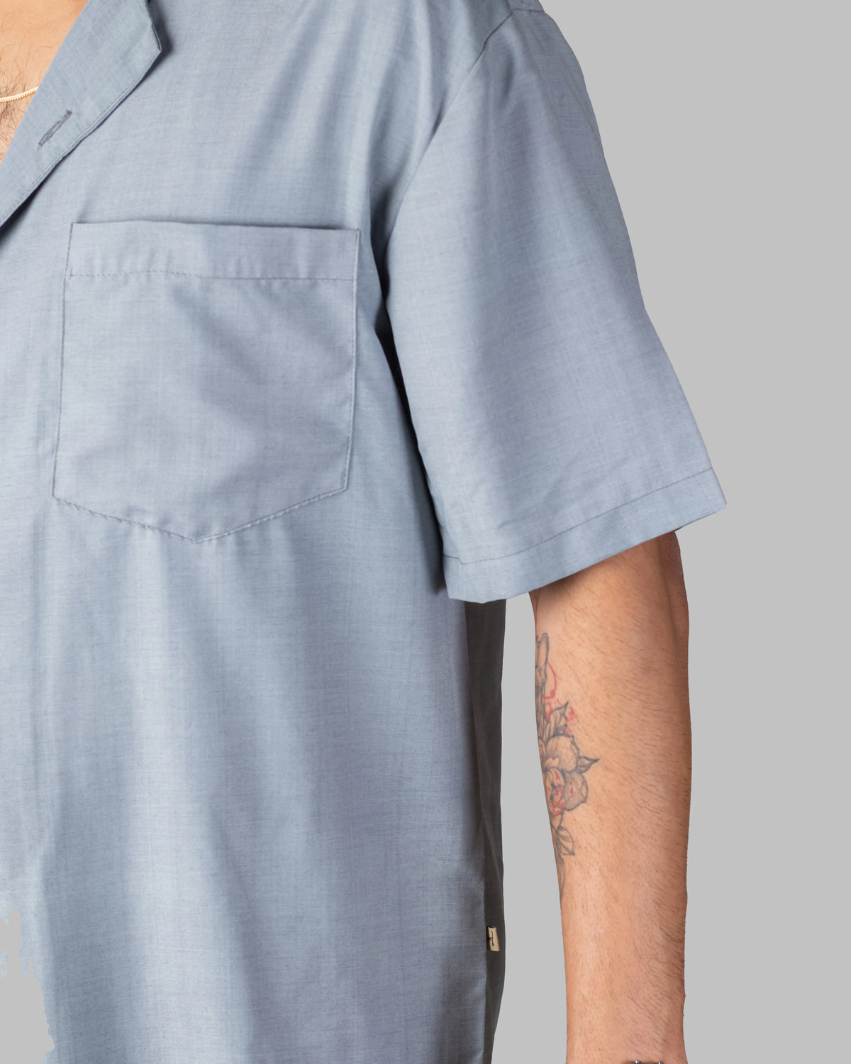 The Edit Shirt - Men's Grey Boski Cotton, Relaxed Fit, Bowling Shirt