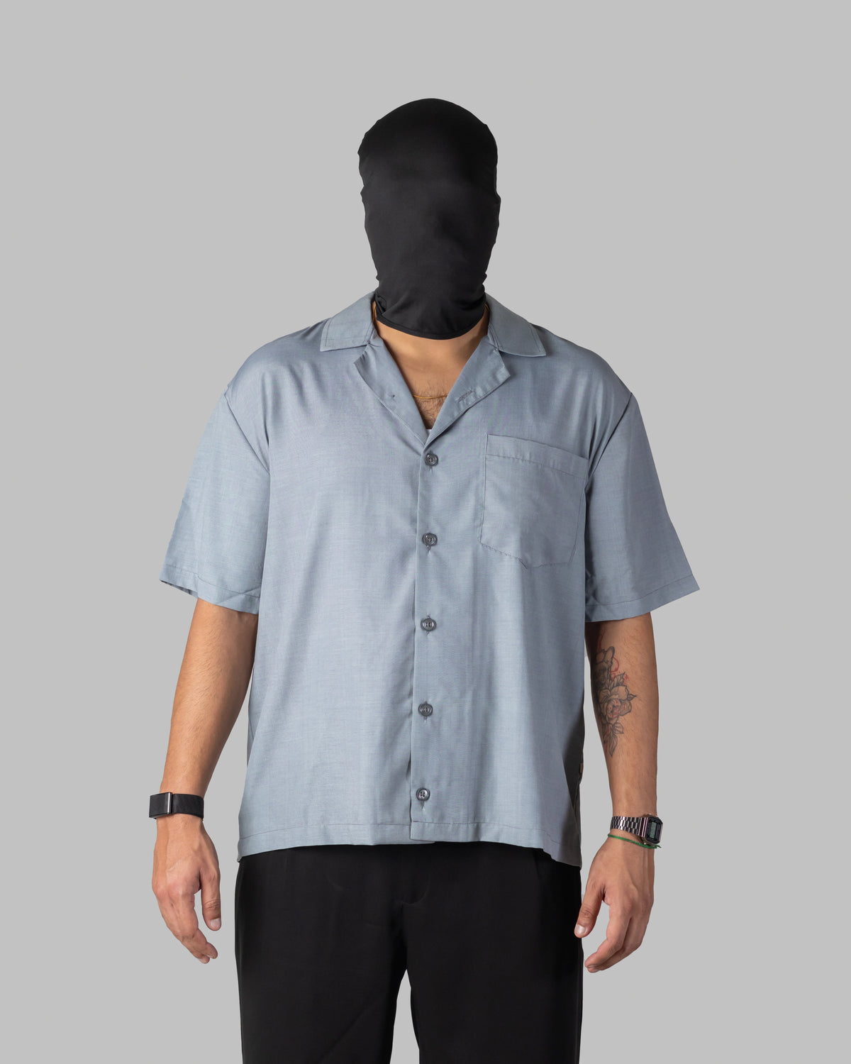 The Edit Shirt - Men's Grey Boski Cotton, Relaxed Fit, Bowling Shirt
