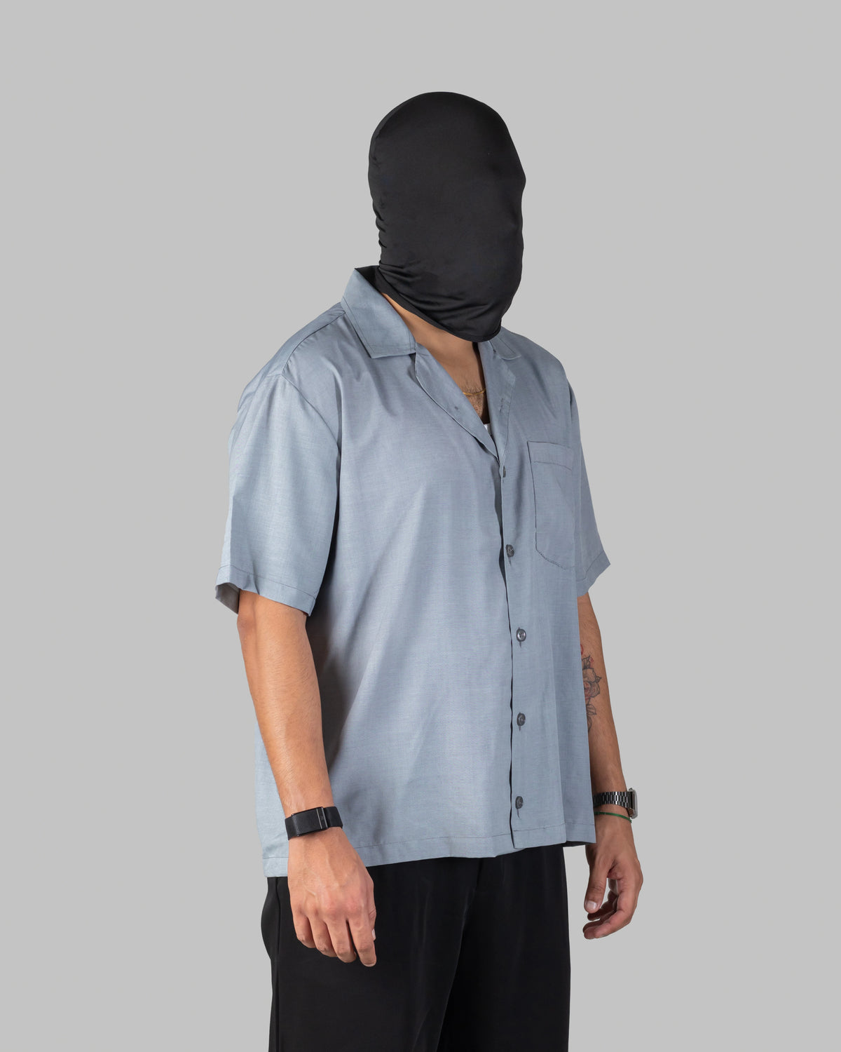 The Edit Shirt - Men's Grey Boski Cotton, Relaxed Fit, Bowling Shirt
